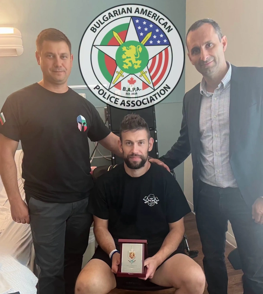 Българо-американската полицейска асоциация подкрепи ранения сержант Кристиян Иванов с дарение от 13 000 долара
