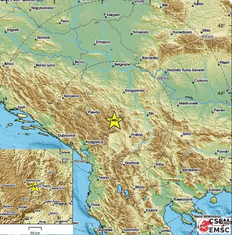 Трус събуди жители на Нови Пазар: Земетресение с магнитуд 3 разтърси Сърбия